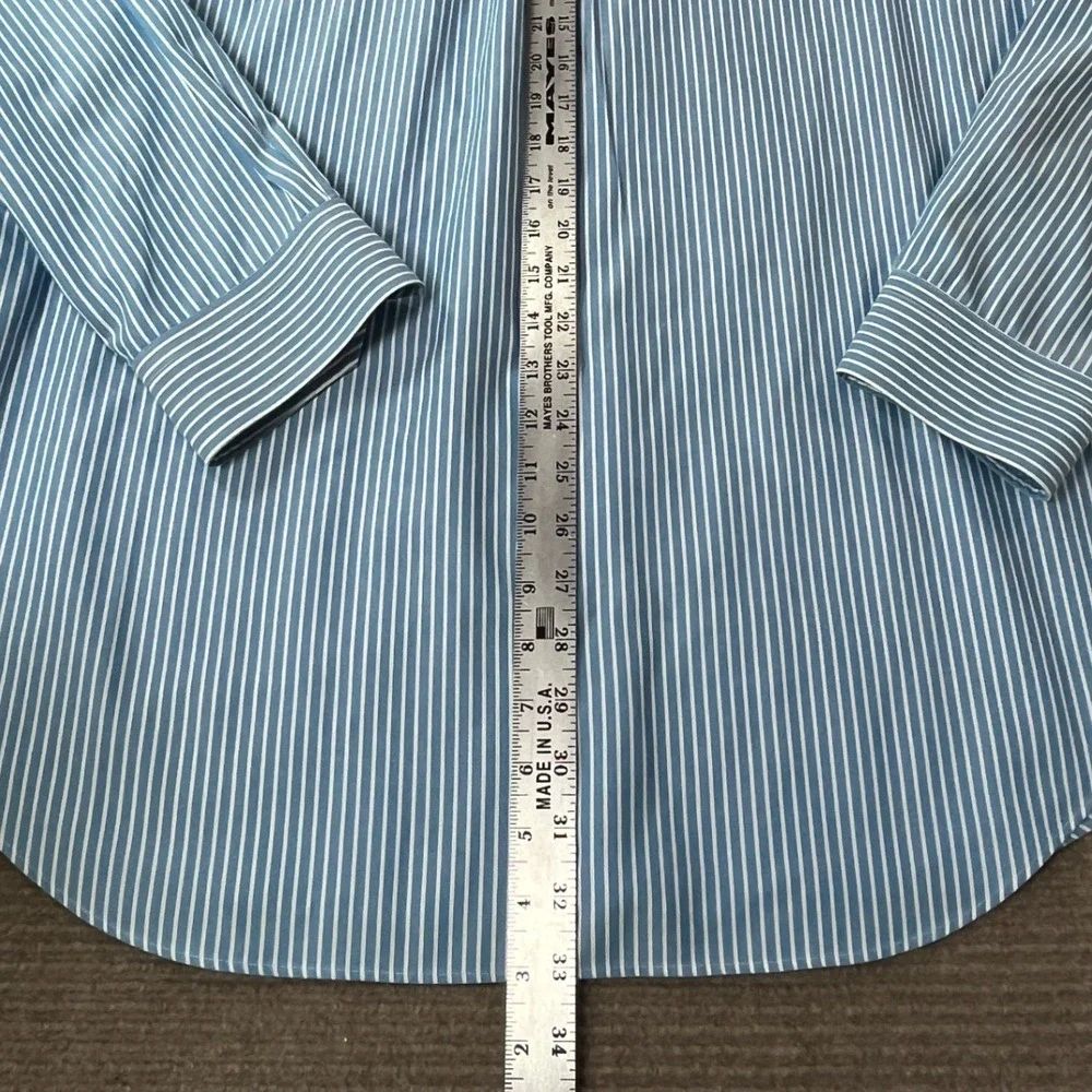 Banana Republic Men XL Blue White Striped Non-Iron Classic Fit Button Down Shirt